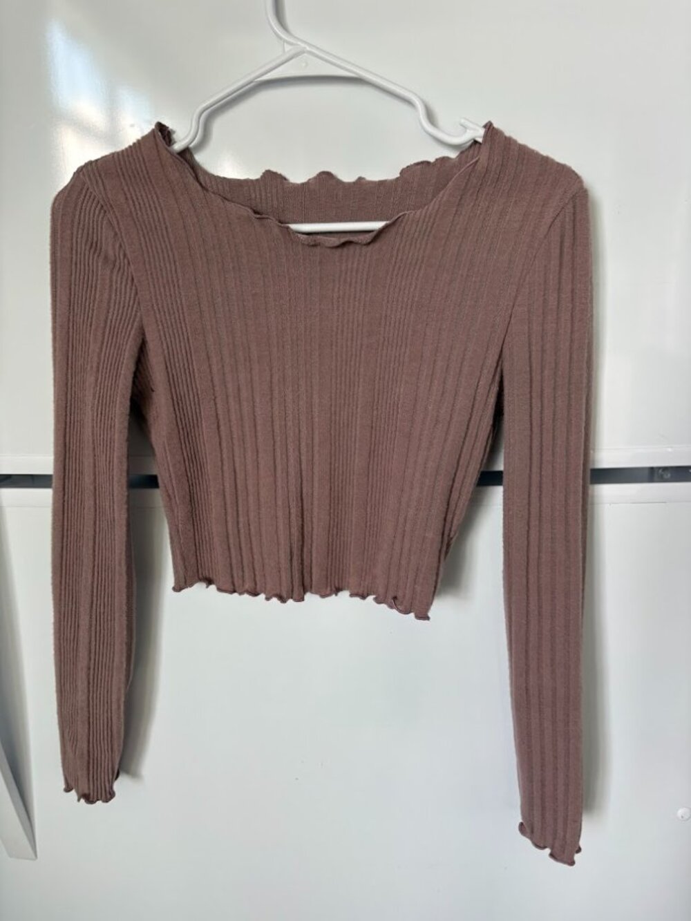 Mauve/Dusty Rose Ribbed Crop Top Size S